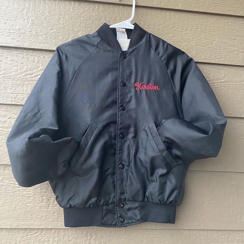 Vintage Aristo Jac by Hilton black Bomber Cropped Jacket Size 14/16 ex. small